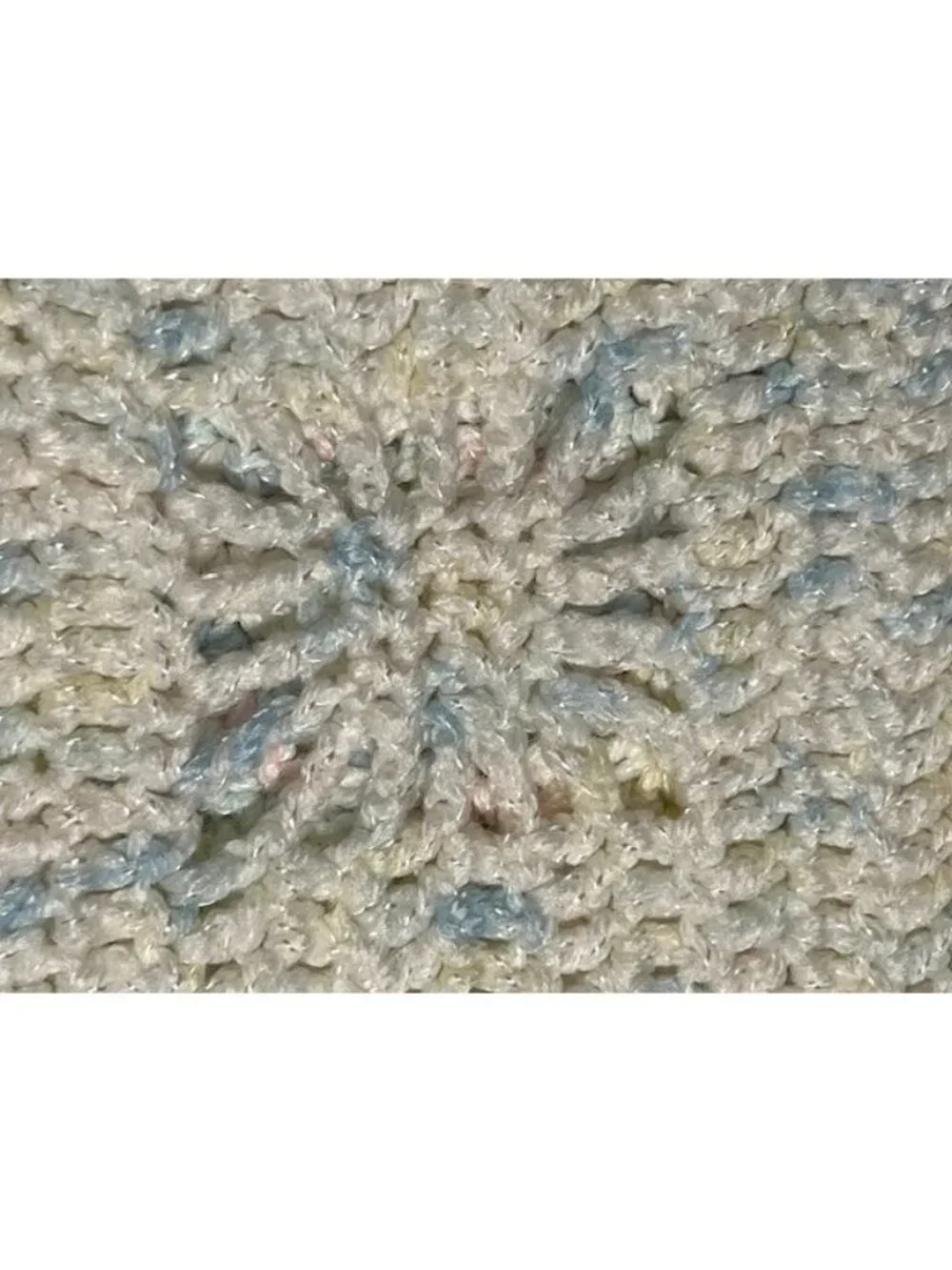 Hand Crocheted Pastel Baby Blanket Throw Afghan 30x35 Handmade Nursery Lap Blank